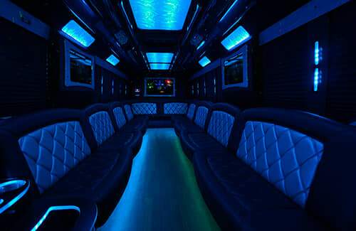 blue led bg-light of a party bus
